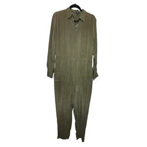 Revolve Sen 100% Silk Gunther Jumpsuit in Army Green Medium